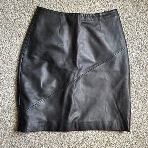 Wilsons Pelle Studio Black Leather A-Line Skirt 4 Casual Mini Vintage Retro